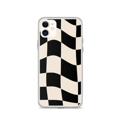 Beige Checkered Clear Case