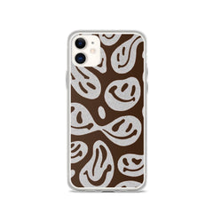 Brown Crazy Smiley Clear Case