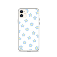 Blue Retro Floral Clear Case