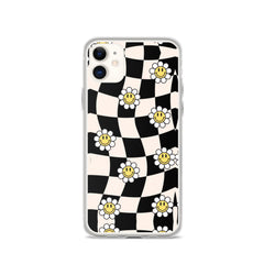 Checkered Smiling Daisies Clear Case