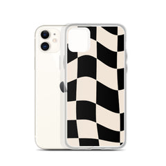 Beige Checkered Clear Case