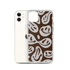 Brown Crazy Smiley Clear Case