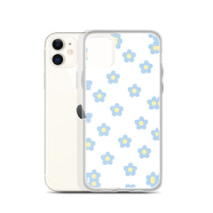 Blue Retro Floral Clear Case