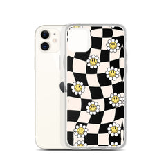 Checkered Smiling Daisies Clear Case