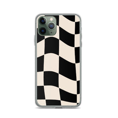 Beige Checkered Clear Case