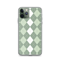 Green Argyle Clear Case