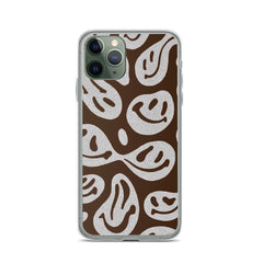 Brown Crazy Smiley Clear Case