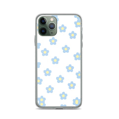 Blue Retro Floral Clear Case