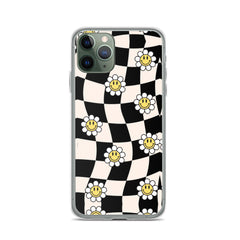 Checkered Smiling Daisies Clear Case