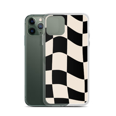 Beige Checkered Clear Case