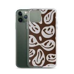 Brown Crazy Smiley Clear Case