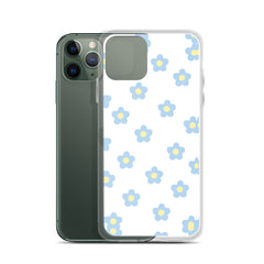 Blue Retro Floral Clear Case