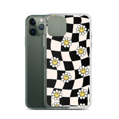 Checkered Smiling Daisies Clear Case