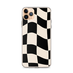 Beige Checkered Clear Case