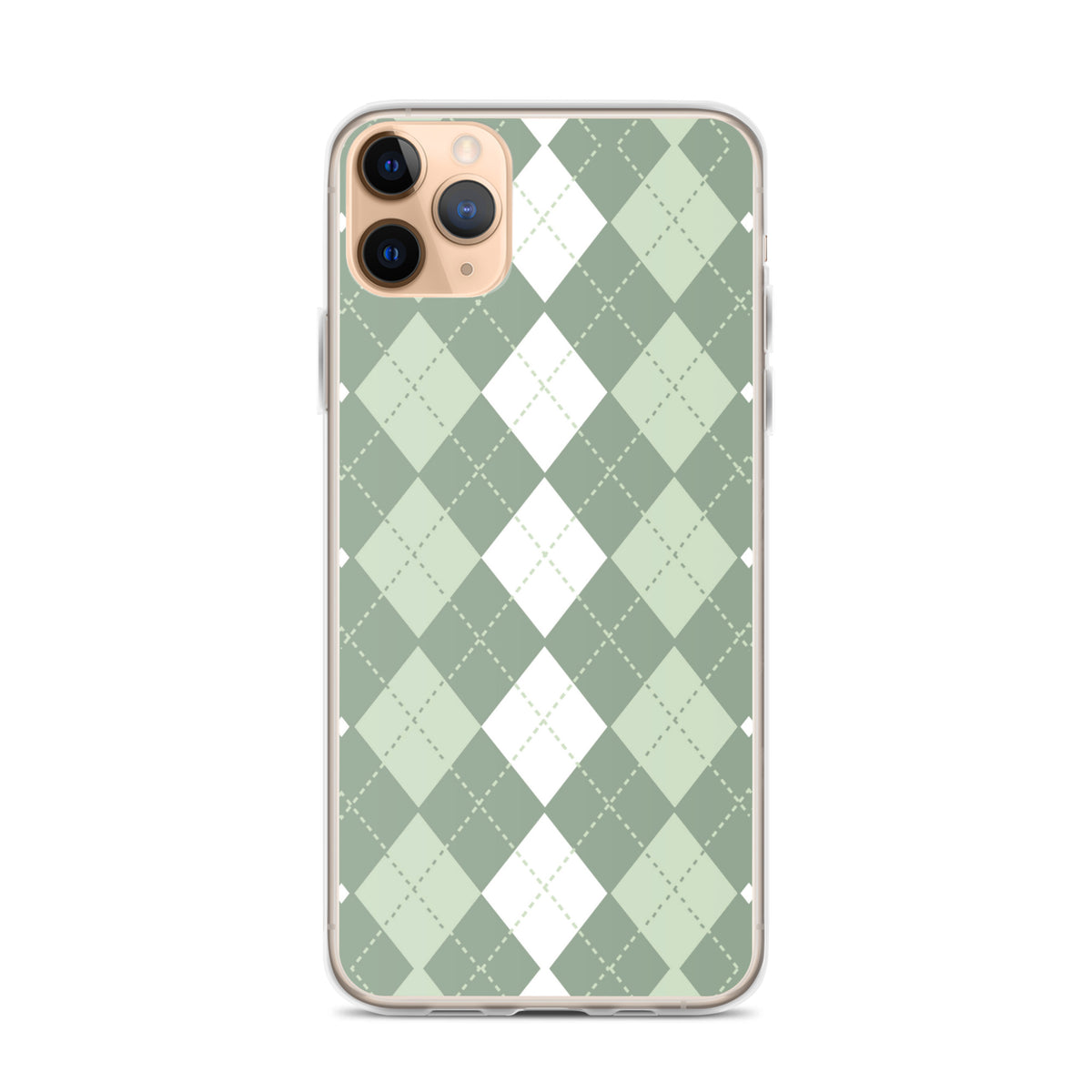 Green Argyle Clear Case