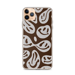 Brown Crazy Smiley Clear Case