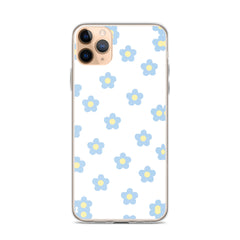 Blue Retro Floral Clear Case