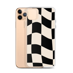 Beige Checkered Clear Case