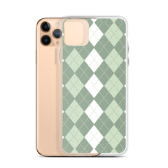 Green Argyle Clear Case