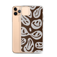 Brown Crazy Smiley Clear Case