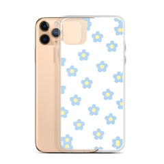 Blue Retro Floral Clear Case