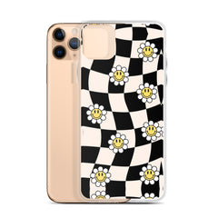 Checkered Smiling Daisies Clear Case