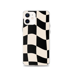 Beige Checkered Clear Case