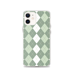 Green Argyle Clear Case