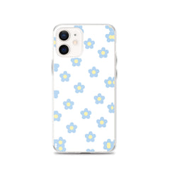 Blue Retro Floral Clear Case