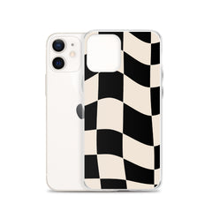 Beige Checkered Clear Case