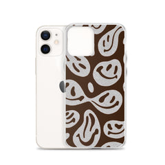 Brown Crazy Smiley Clear Case