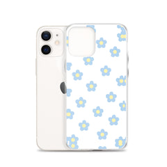 Blue Retro Floral Clear Case