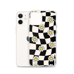 Checkered Smiling Daisies Clear Case