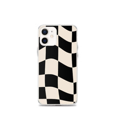 Beige Checkered Clear Case