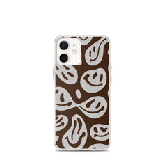 Brown Crazy Smiley Clear Case