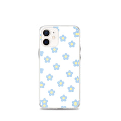 Blue Retro Floral Clear Case