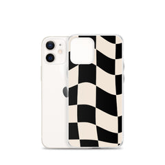 Beige Checkered Clear Case