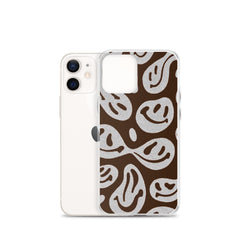 Brown Crazy Smiley Clear Case