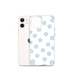 Blue Retro Floral Clear Case