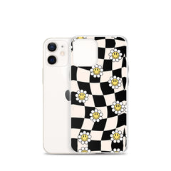 Checkered Smiling Daisies Clear Case