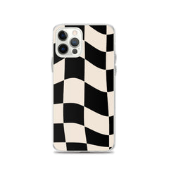 Beige Checkered Clear Case