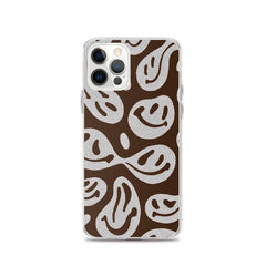 Brown Crazy Smiley Clear Case