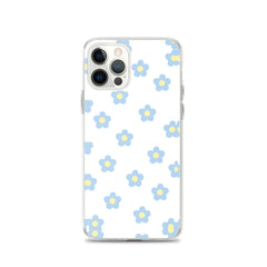 Blue Retro Floral Clear Case