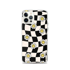 Checkered Smiling Daisies Clear Case