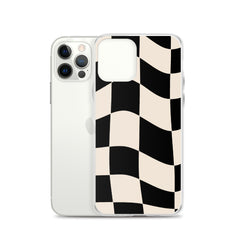 Beige Checkered Clear Case