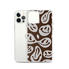 Brown Crazy Smiley Clear Case