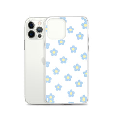 Blue Retro Floral Clear Case