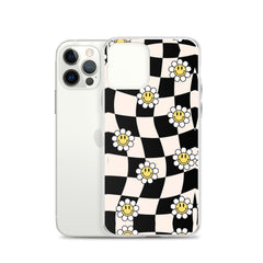 Checkered Smiling Daisies Clear Case