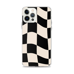 Beige Checkered Clear Case