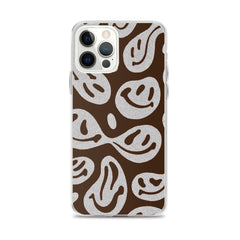 Brown Crazy Smiley Clear Case